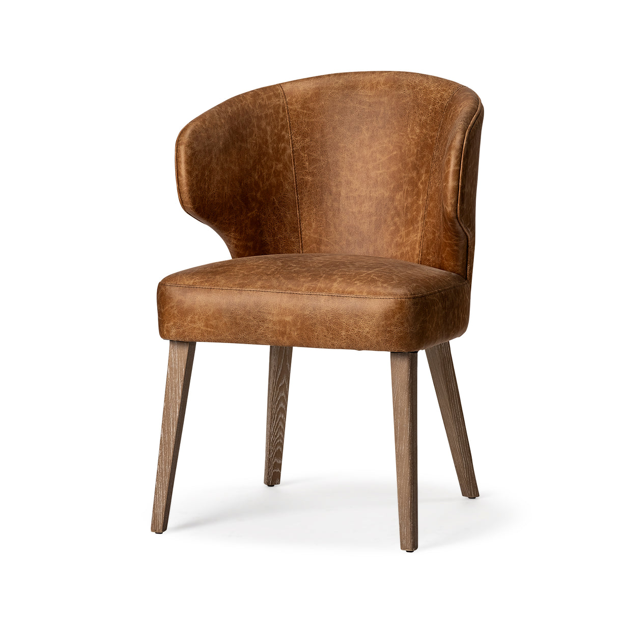 Niles 22.5L x 24.0W x 32.0H Brown Faux Leather Seat W/Brown Wooden Legs Wingback Dining Chair from Mercana - Luna Furniture