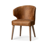 Niles 22.5L x 24.0W x 32.0H Brown Faux Leather Seat W/Brown Wooden Legs Wingback Dining Chair from Mercana - Luna Furniture