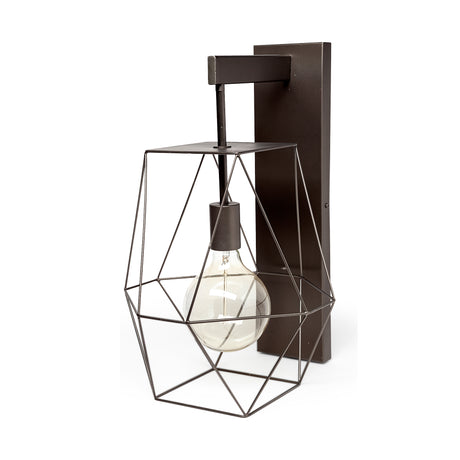 Cordova 12x19 Gray Metal Hanging Bulb Caged Wall Sconce from Mercana - Luna Furniture