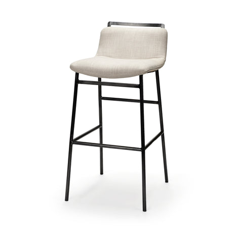 Kavalan 37.5" Total Height Beige Upholstered Seat Gray Metal Frame Bar Stool from Mercana - Luna Furniture