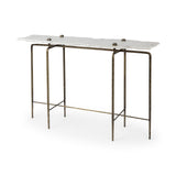 Pinera III 49L x 17W White Marble Top Gold-Toned Iron Base Console Table from Mercana - Luna Furniture