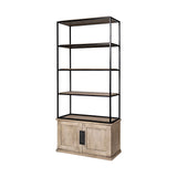 Braxton II Light Brown Wood and Iron Three Shelf Shelving Unit 41.5L x 18.5W x 9 from Mercana - Luna Furniture