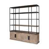Braxton I Light Brown Wood and Iron Three Shelf Shelving Unit 81.5L x 18.5W x 90 from Mercana - Luna Furniture