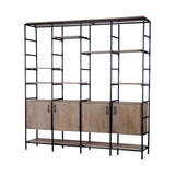Darius 82L x 16.5W x 90H Medium Brown Wood and Metal Multi-Shelf Shelving Unit from Mercana - Luna Furniture
