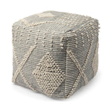 Brinket Gray/Cream Polyester Handwoven Square Pouf from Mercana - Luna Furniture