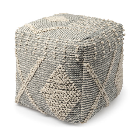 Brinket Gray/Cream Polyester Handwoven Square Pouf from Mercana - Luna Furniture