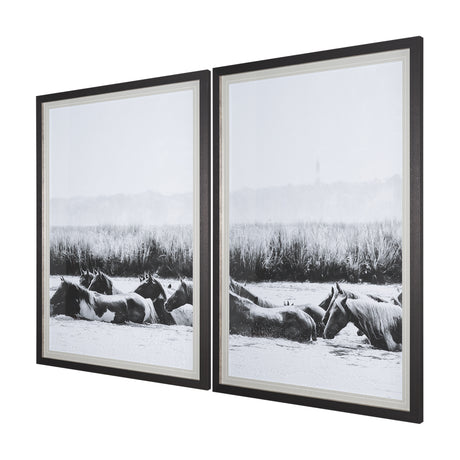 Water Horses III 1 by PH Burchett a Hand Embellished Textured Framed Photo Art Print Matted under Gl from Mercana - Luna Furniture
