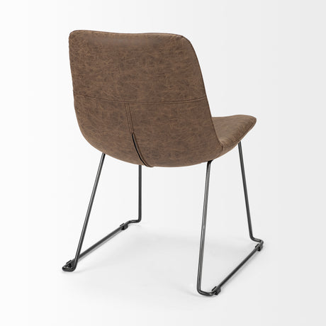 Sawyer I Brown Faux-Leather Seat BlackIron Frame Dining Chair, Set of 2 from Mercana - Luna Furniture