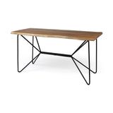 Papillion IV 60L x 26W Natural Solid Wood and Live Edge Iron Office Desk from Mercana - Luna Furniture