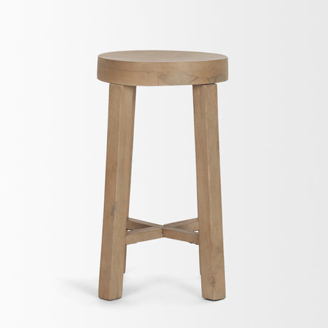 Brahma 26" Total Height White Washed Wood Stool from Mercana - Luna Furniture