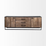Alvin 82x20 Brown Solid Wood With Black Metal Frame 3 Drawer 2 Cabinet Door Sideboard from Mercana - Luna Furniture