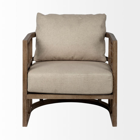 Skylar II Tan Fabric Covered Cushioned Demi-Lune Wooden Frame Accent Chair from Mercana - Luna Furniture