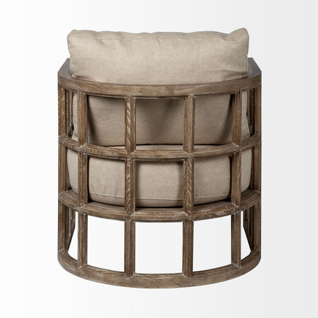 Skylar II Tan Fabric Covered Cushioned Demi-Lune Wooden Frame Accent Chair from Mercana - Luna Furniture