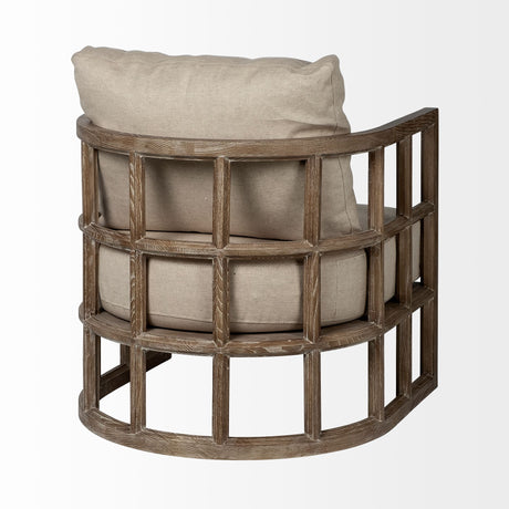Skylar II Tan Fabric Covered Cushioned Demi-Lune Wooden Frame Accent Chair from Mercana - Luna Furniture