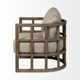 Skylar II Tan Fabric Covered Cushioned Demi-Lune Wooden Frame Accent Chair from Mercana - Luna Furniture
