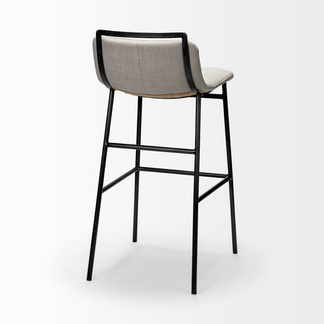 Kavalan 37.5" Total Height Beige Upholstered Seat Gray Metal Frame Bar Stool from Mercana - Luna Furniture