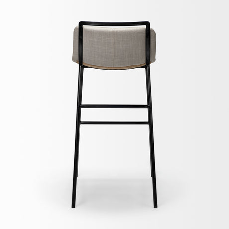 Kavalan 37.5" Total Height Beige Upholstered Seat Gray Metal Frame Bar Stool from Mercana - Luna Furniture