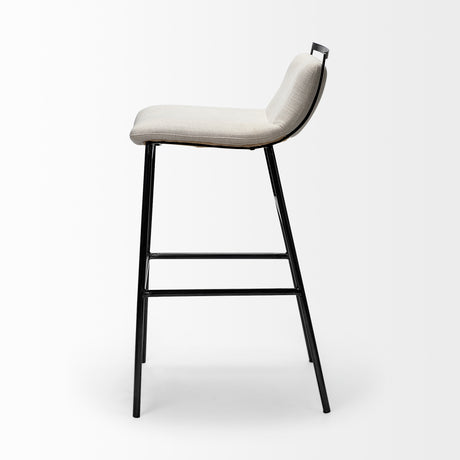 Kavalan 37.5" Total Height Beige Upholstered Seat Gray Metal Frame Bar Stool from Mercana - Luna Furniture