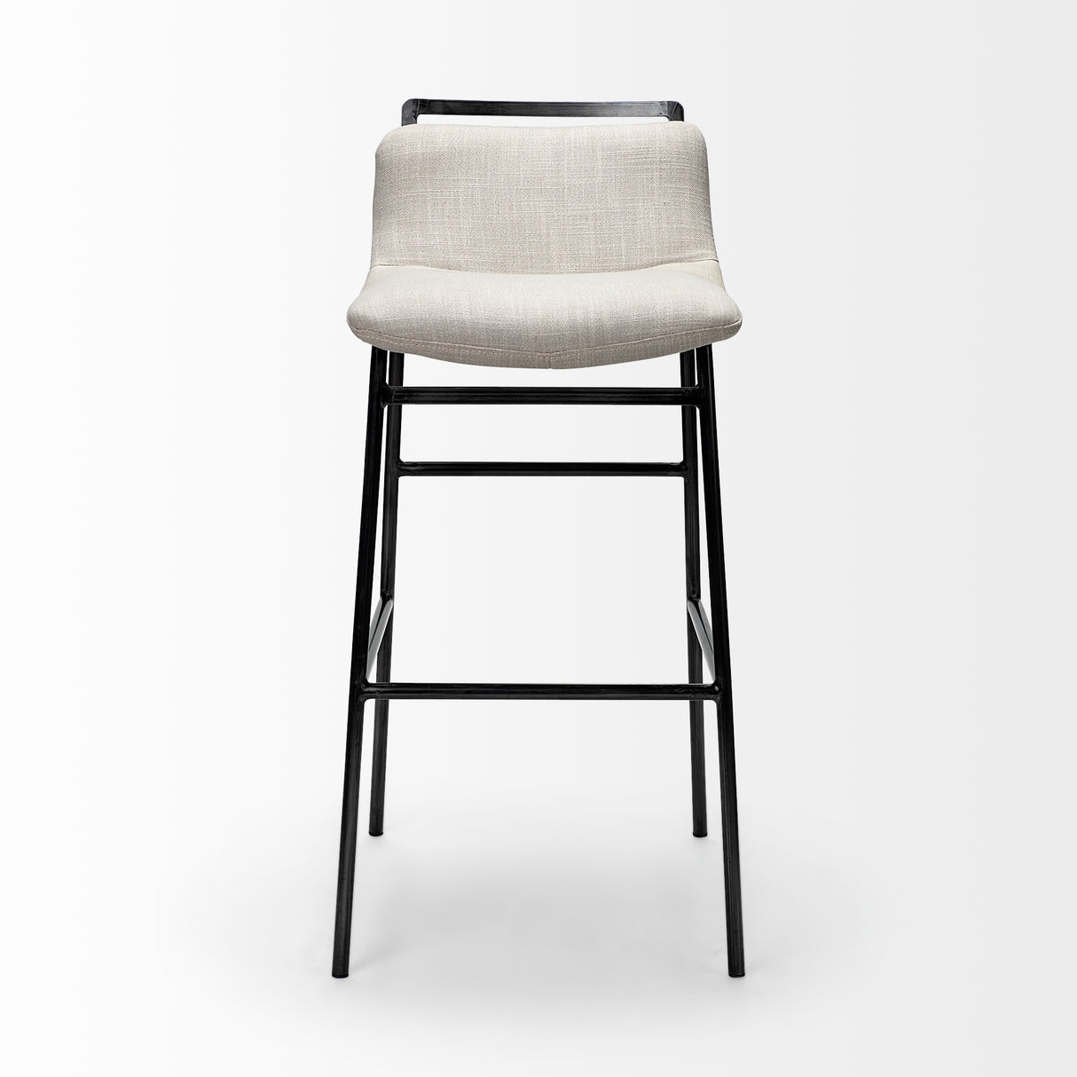 Kavalan 37.5" Total Height Beige Upholstered Seat Gray Metal Frame Bar Stool from Mercana - Luna Furniture