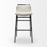 Kavalan 37.5" Total Height Beige Upholstered Seat Gray Metal Frame Bar Stool from Mercana - Luna Furniture