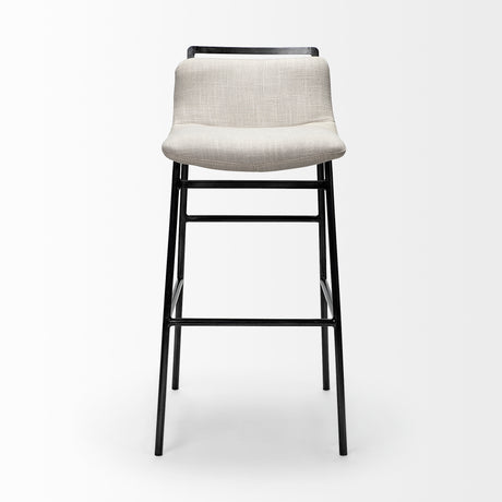 Kavalan 37.5" Total Height Beige Upholstered Seat Gray Metal Frame Bar Stool from Mercana - Luna Furniture