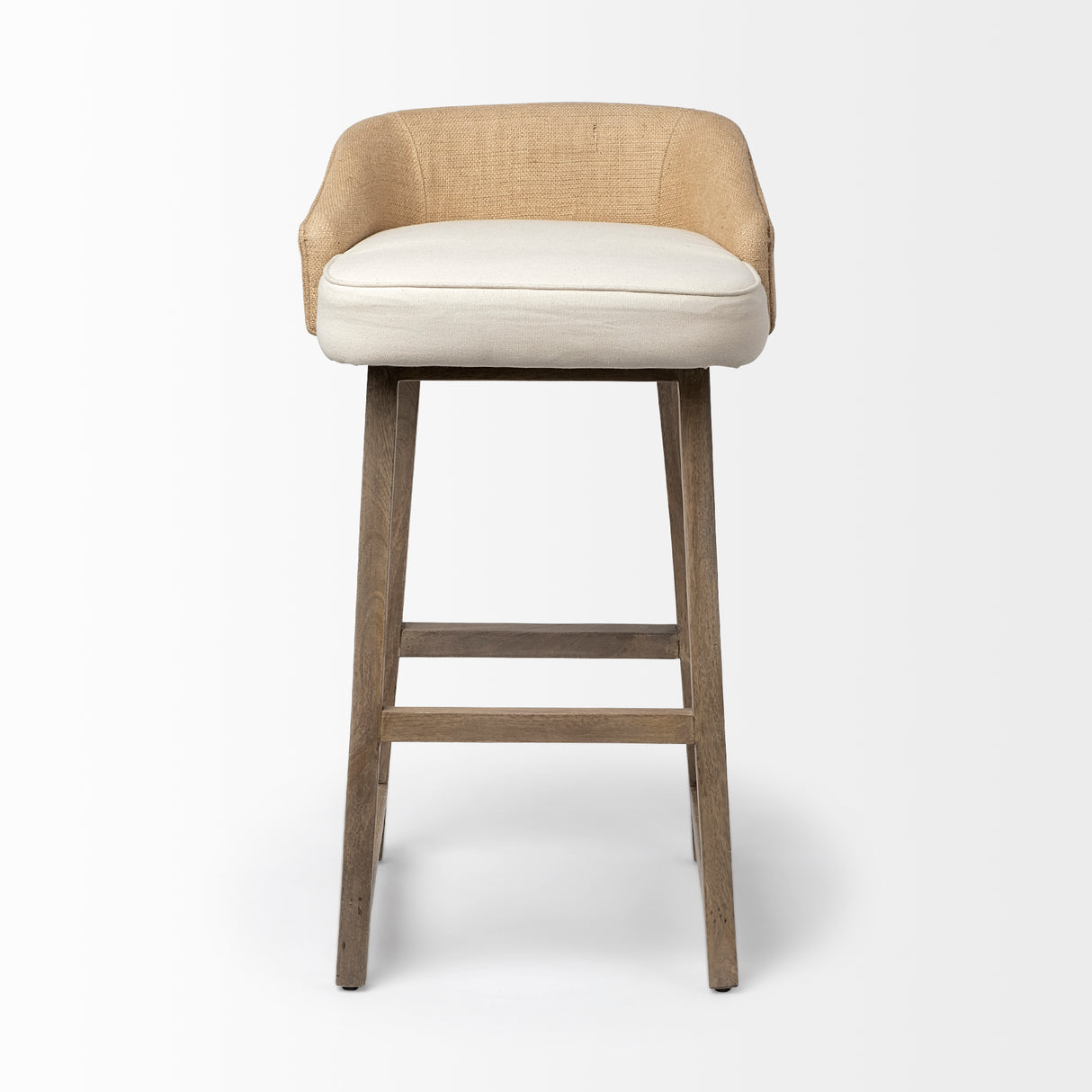 Monmouth 30.5" Seat Height Cream/Beige Fabric Seat Brown Wood Frame Bar Stool from Mercana - Luna Furniture