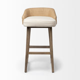 Monmouth 30.5" Seat Height Cream/Beige Fabric Seat Brown Wood Frame Bar Stool from Mercana - Luna Furniture