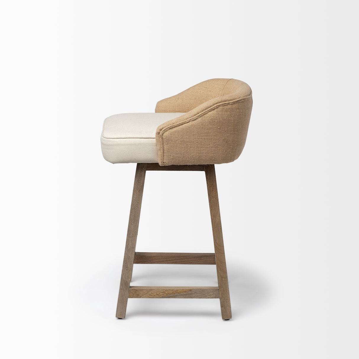 Monmouth 24.25" Seat Height Cream/Beige Fabric Seat Brown Wood Frame Counter Stool from Mercana - Luna Furniture