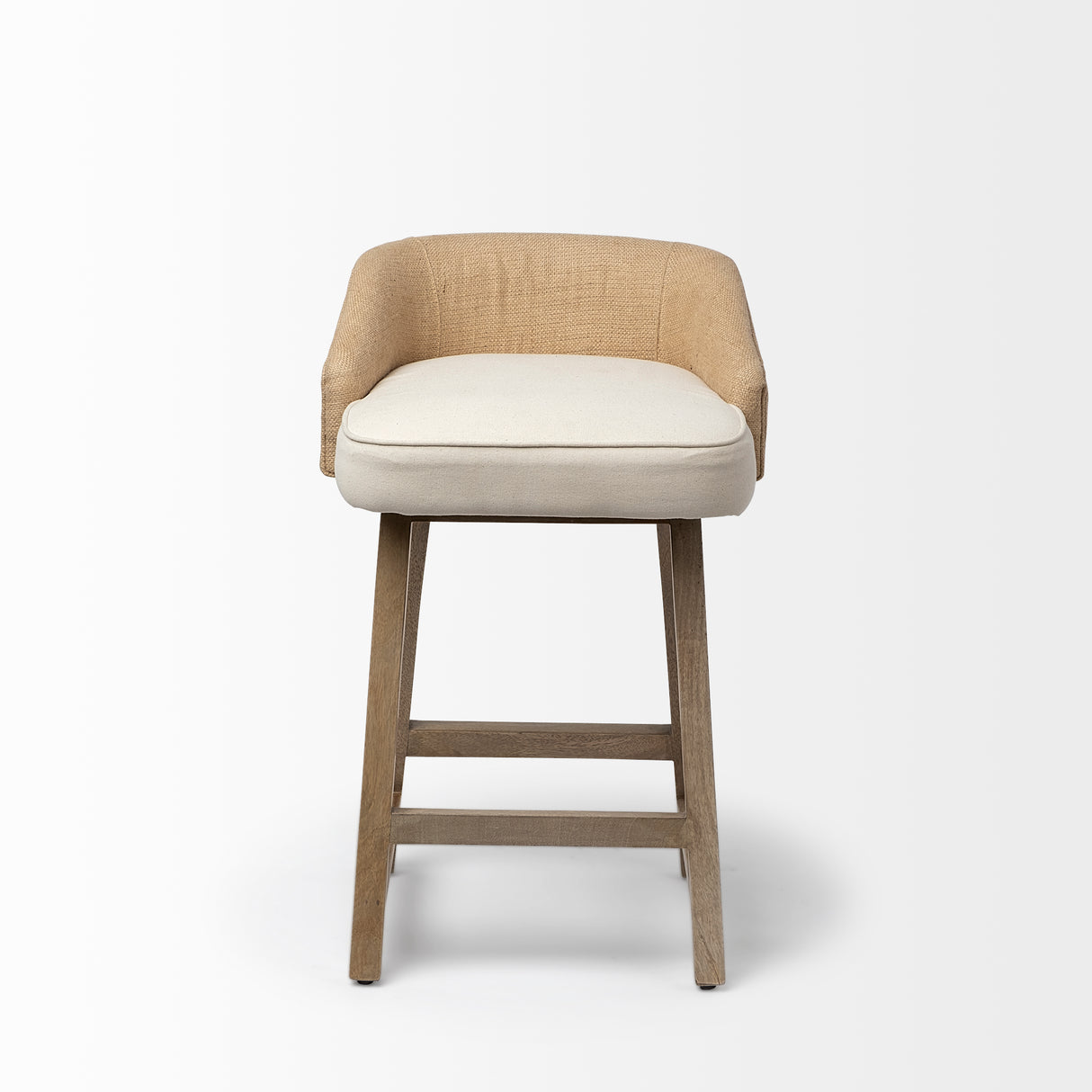 Monmouth 24.25" Seat Height Cream/Beige Fabric Seat Brown Wood Frame Counter Stool from Mercana - Luna Furniture