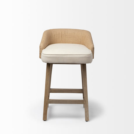 Monmouth 24.25" Seat Height Cream/Beige Fabric Seat Brown Wood Frame Counter Stool from Mercana - Luna Furniture
