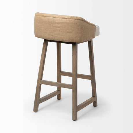 Monmouth 30.5" Seat Height Cream/Beige Fabric Seat Brown Wood Frame Bar Stool from Mercana - Luna Furniture