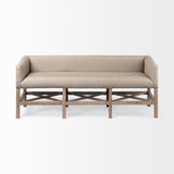 Bergen 60L x 19W Beige Fabric Covered Seat W/Brown Wood Frame Accent Bench from Mercana - Luna Furniture