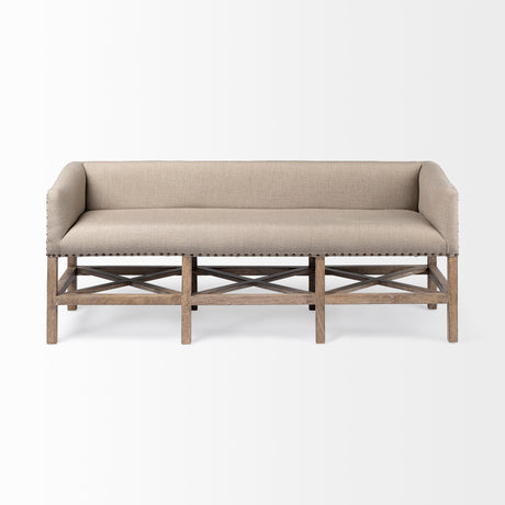 Bergen 60L x 19W Beige Fabric Covered Seat W/Brown Wood Frame Accent Bench from Mercana - Luna Furniture