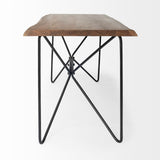 Papillion IV 60L x 26W Natural Solid Wood and Live Edge Iron Office Desk from Mercana - Luna Furniture