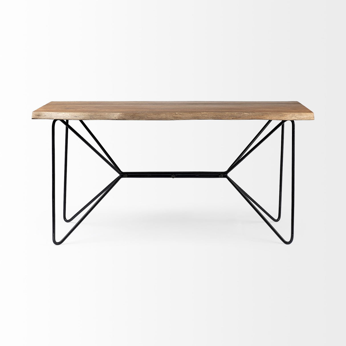 Papillion IV 60L x 26W Natural Solid Wood and Live Edge Iron Office Desk from Mercana - Luna Furniture
