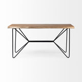 Papillion IV 60L x 26W Natural Solid Wood and Live Edge Iron Office Desk from Mercana - Luna Furniture