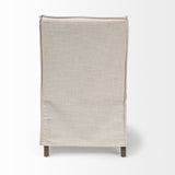 Elbert II Cream Fabric Slip-Cover Brown Wood Frame Dining Chair from Mercana - Luna Furniture