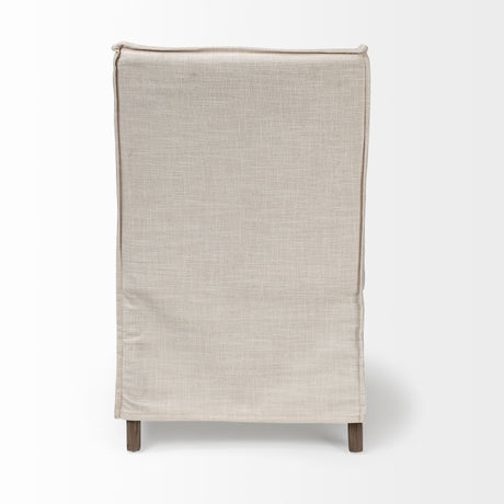 Elbert II Cream Fabric Slip-Cover Brown Wood Frame Dining Chair from Mercana - Luna Furniture
