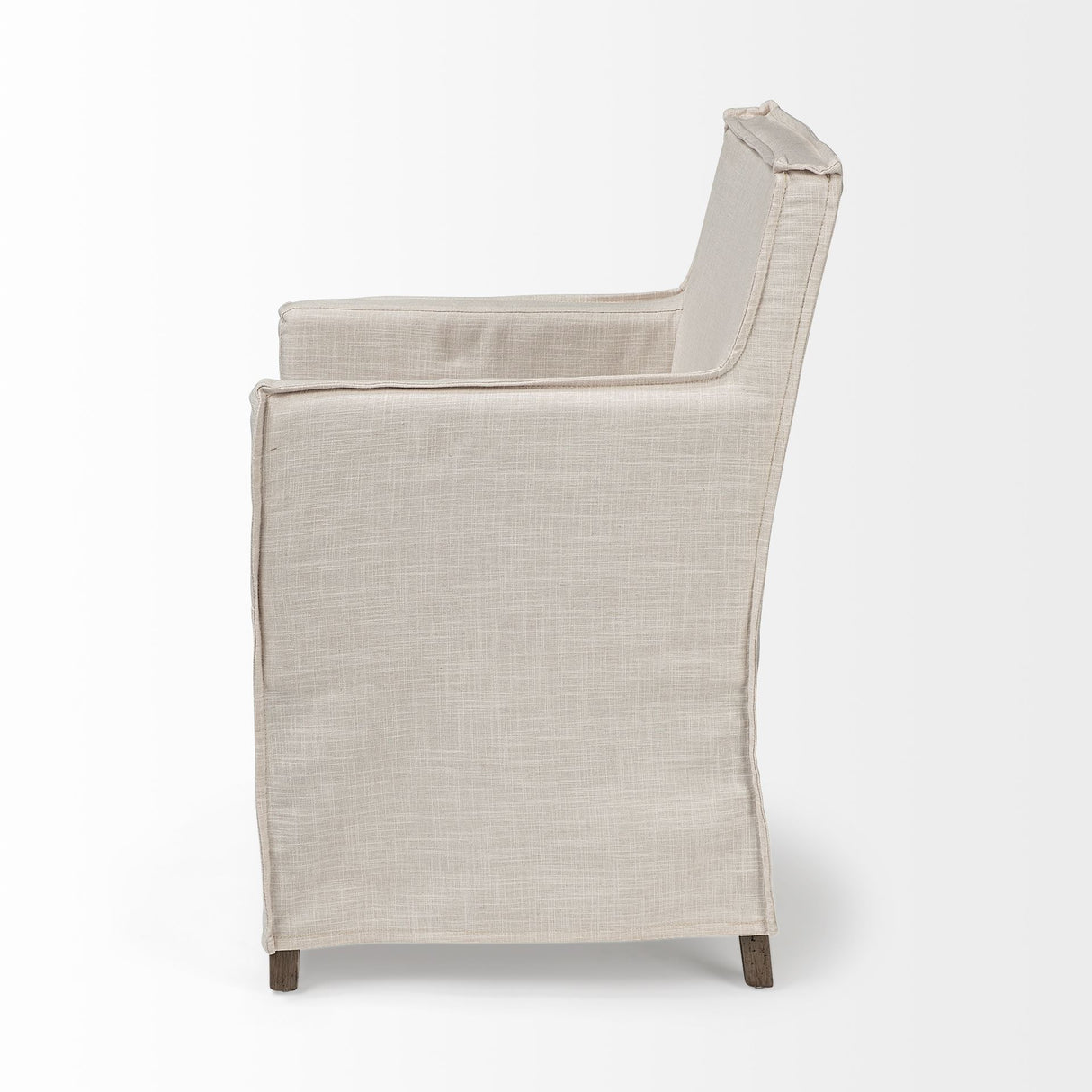 Elbert II Cream Fabric Slip-Cover Brown Wood Frame Dining Chair from Mercana - Luna Furniture
