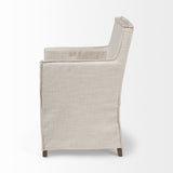 Elbert II Cream Fabric Slip-Cover Brown Wood Frame Dining Chair from Mercana - Luna Furniture
