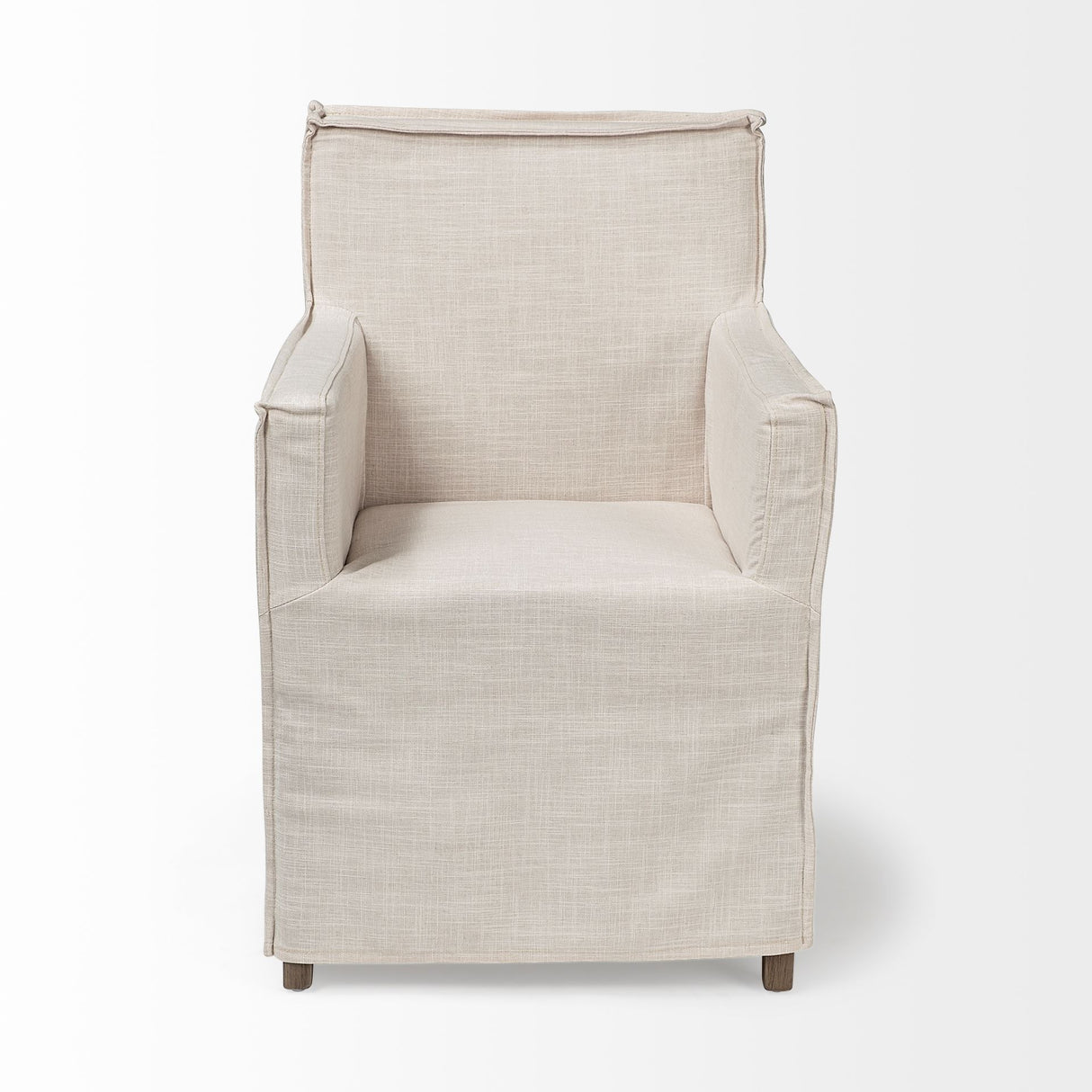 Elbert II Cream Fabric Slip-Cover Brown Wood Frame Dining Chair from Mercana - Luna Furniture