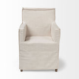 Elbert II Cream Fabric Slip-Cover Brown Wood Frame Dining Chair from Mercana - Luna Furniture