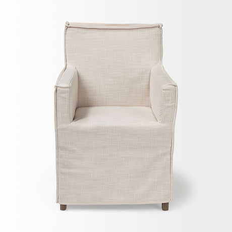 Elbert II Cream Fabric Slip-Cover Brown Wood Frame Dining Chair from Mercana - Luna Furniture