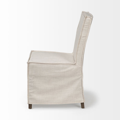 Elbert I Cream Fabric Slip-Cover Brown Wooden Base Dining Chair, Set of 2 from Mercana - Luna Furniture