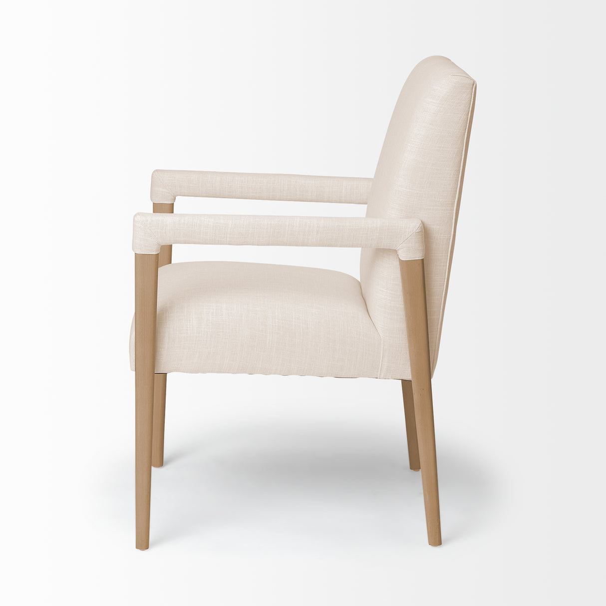 Palisades Cream Fabric Wrap Brown Wood Frame Dining Chair from Mercana - Luna Furniture