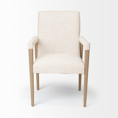 Palisades Cream Fabric Wrap Brown Wood Frame Dining Chair from Mercana - Luna Furniture