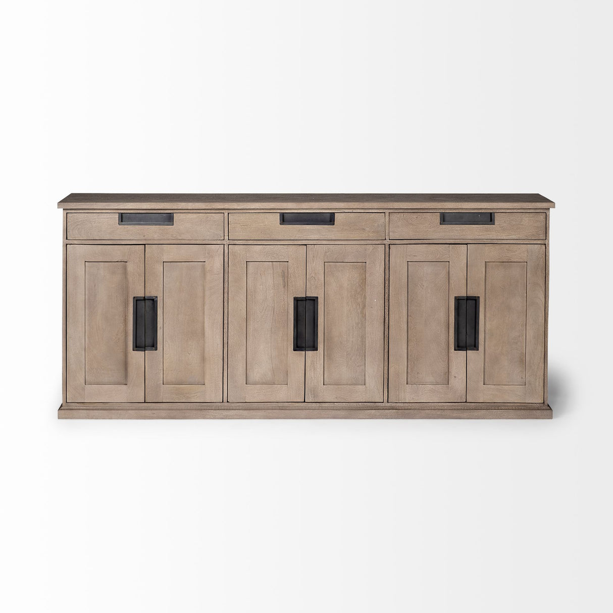 Braxton III 81.5x18.5 Natural Brown Solid Wood 3 Drawer 6 Door Sideboard from Mercana - Luna Furniture
