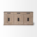 Braxton III 81.5x18.5 Natural Brown Solid Wood 3 Drawer 6 Door Sideboard from Mercana - Luna Furniture