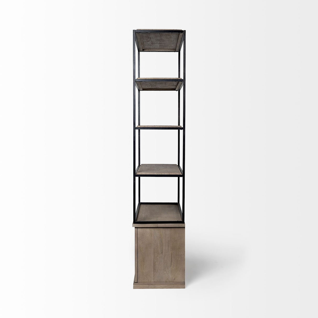 Braxton II Light Brown Wood and Iron Three Shelf Shelving Unit 41.5L x 18.5W x 9 from Mercana - Luna Furniture