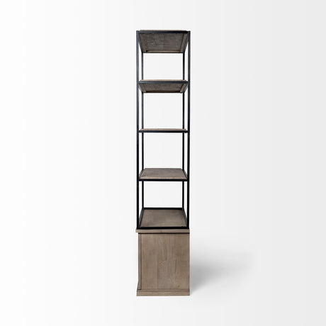 Braxton II Light Brown Wood and Iron Three Shelf Shelving Unit 41.5L x 18.5W x 9 from Mercana - Luna Furniture